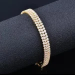 3 Layers Cubic Zirconia Tennis Bracelet Golden