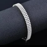 3 Layers Cubic Zirconia Tennis Bracelet Silver