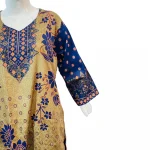 3 Pcs Linen Printed Suit Royal Blue Kameez