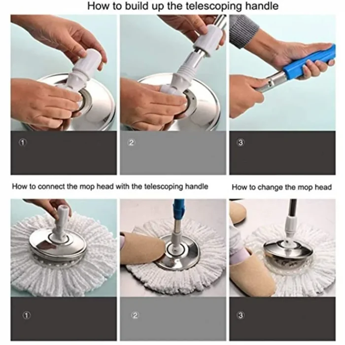 360 Rotating Cleaning Mop Tool Instruction