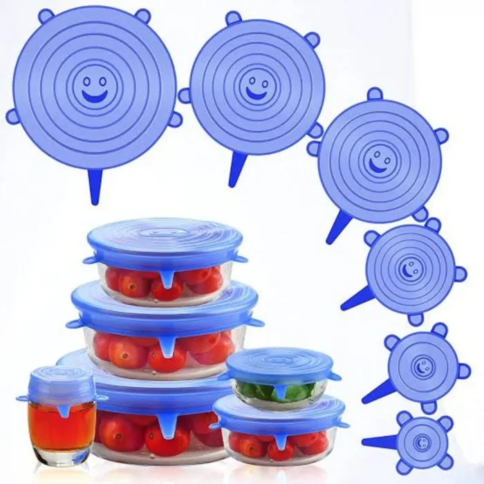 6 pcsset Silicone Lids Cover Stoppers Tools