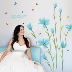 Blue lily flower Romantic wall sticker