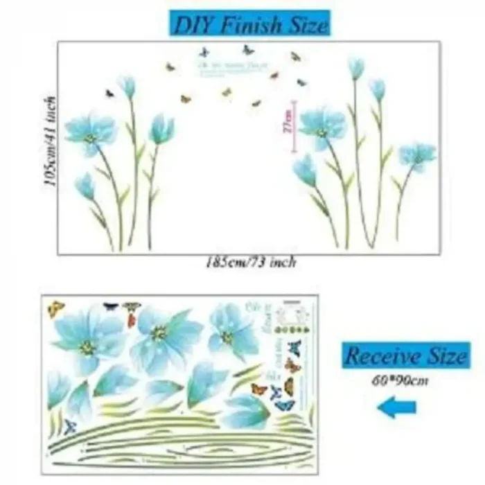 Blue lily flower Romantic wall sticker Detail