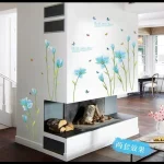 Blue lily flower wall sticker