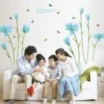 Blue lily flowers Romantic wall sticker
