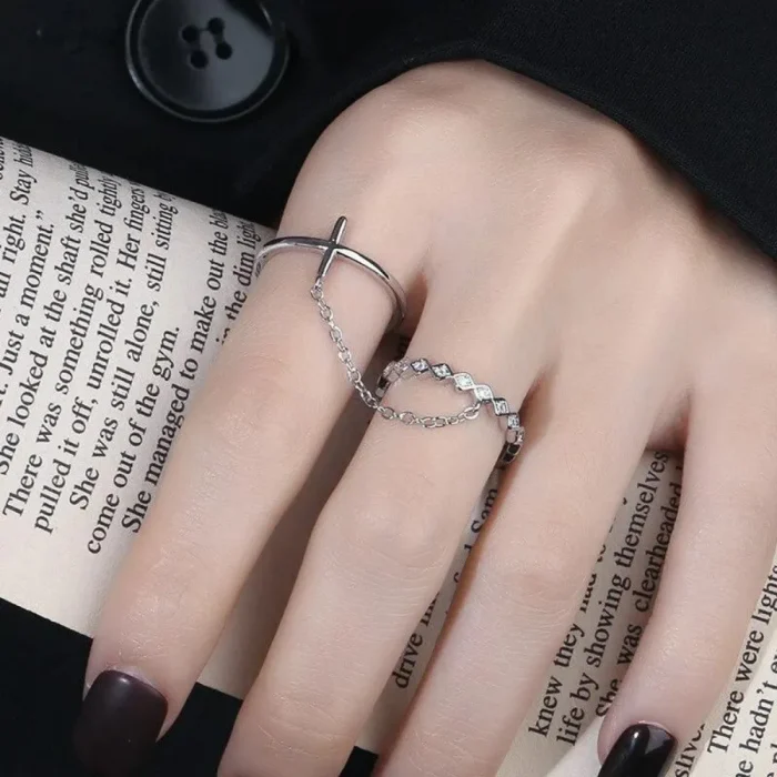 Elegant Tassel Cross Finger Ring