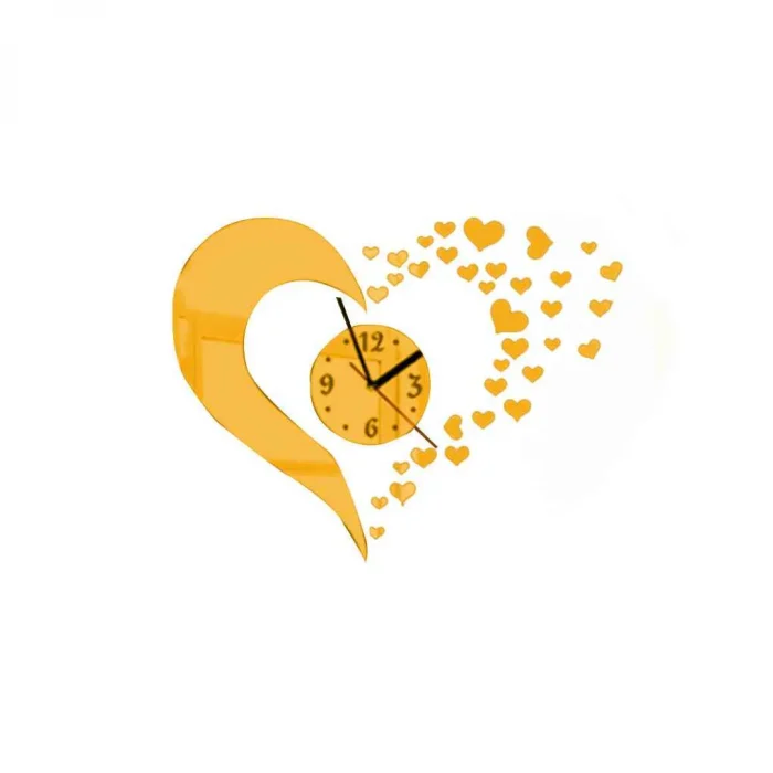 Heart Shape Acrylic Wall Clocks (golden)