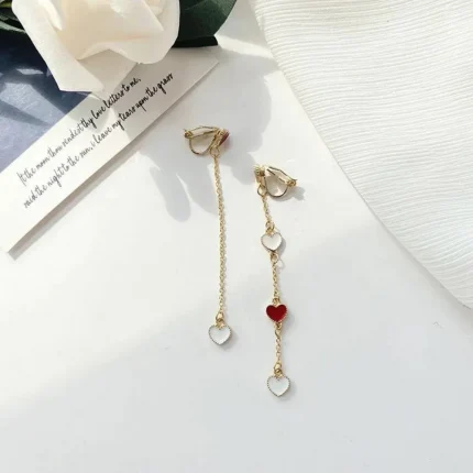 Heart Tassel Clip Love Earring