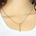 Long Chain Circle Strip Pendant Necklace