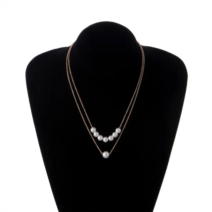 Pearl Design Double Chain Necklace