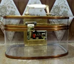 Poli Glass Plastic Transparent Makeup Box Gold