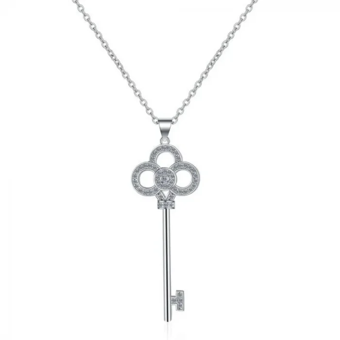 Silver Key Design Necklace