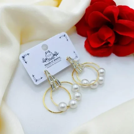 White Pearl Circle Hoop Earrings