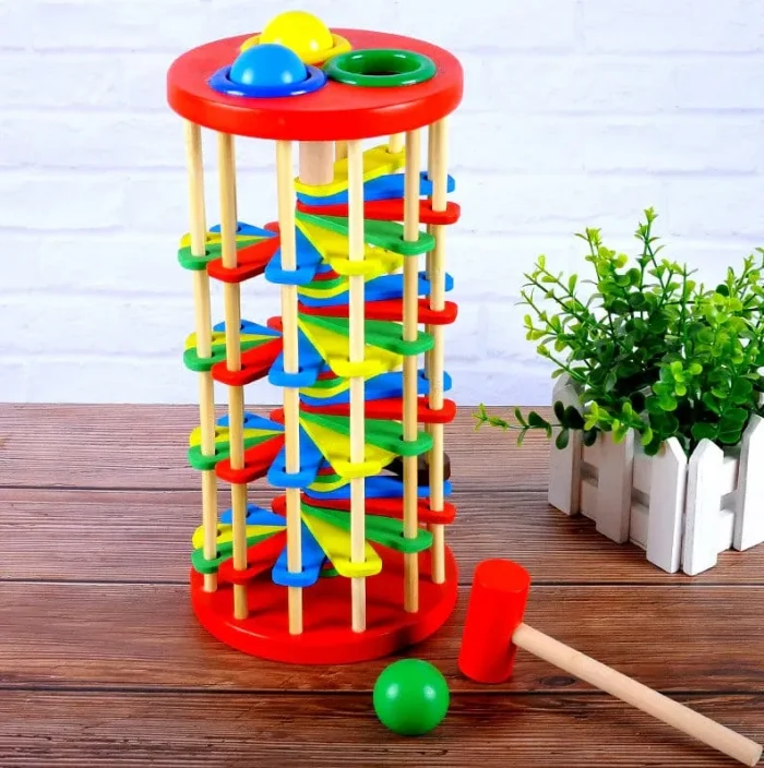 Wooden knocking Ball Ladder Set with hammer