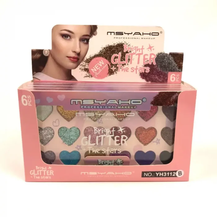 MsYahoo 18 Color Heart-Shaped Glitter Box