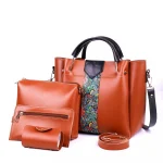 RARE 4 PCS BROWN HANDBAG