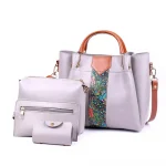 RARE 4 PCS STONE GREY HANDBAG