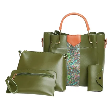 RARE 4 PIECE GREEN HANDBAG