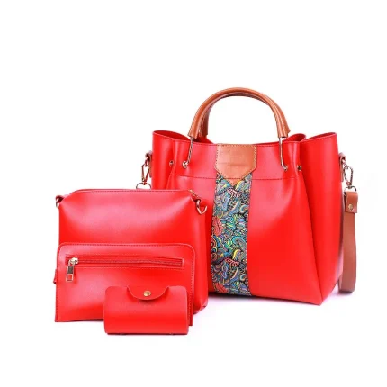 RARE 4 PIECE RED HANDBAG