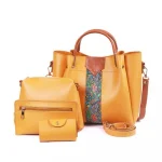 RARE 4 PIECE YELLOW HANDBAG