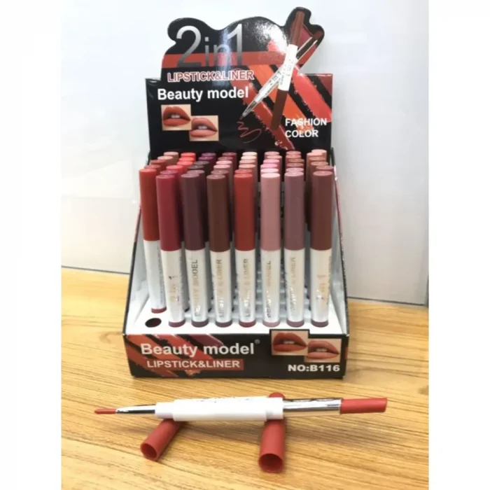 Beauty Model 2 in 1 Lipstick Pck of 48 pieces