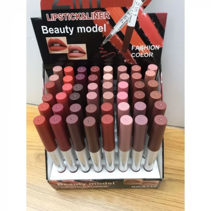 Beauty Model 2in1 Lipsticks Pack of 48 pieces